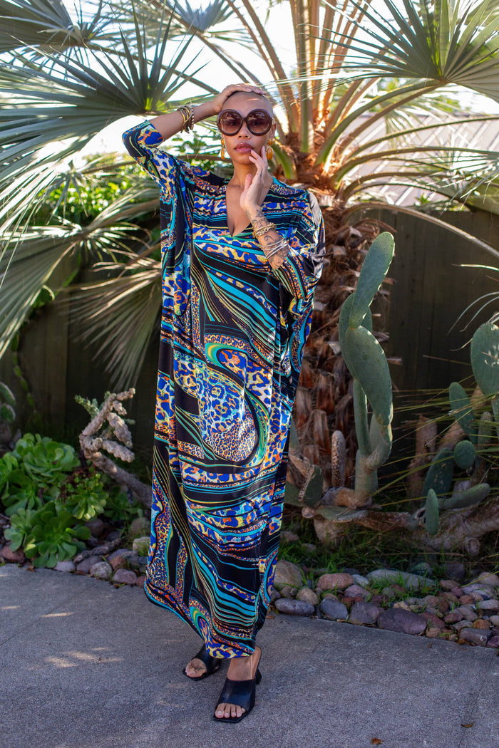 Gracie Caftan in Azure Heat