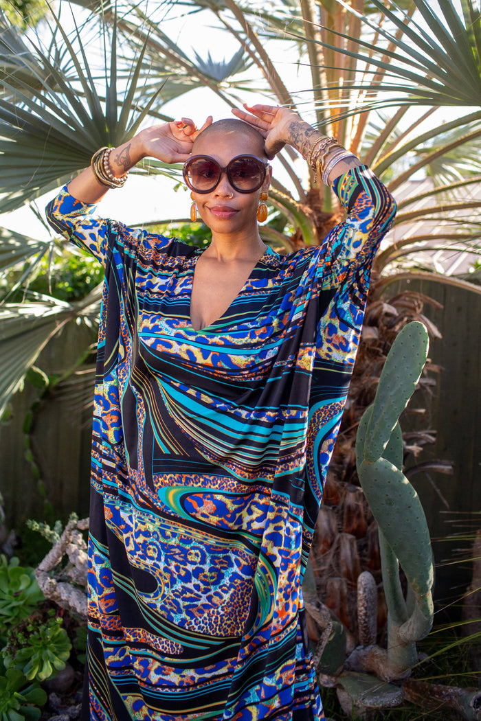 Gracie Caftan in Azure Heat