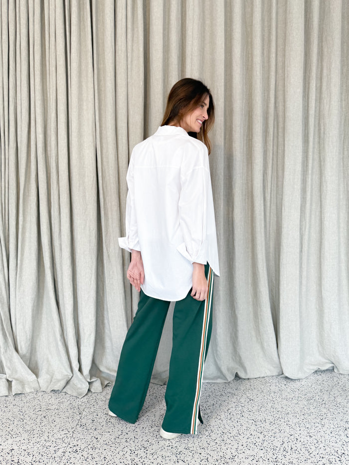 Green Track Pants Side Stripe