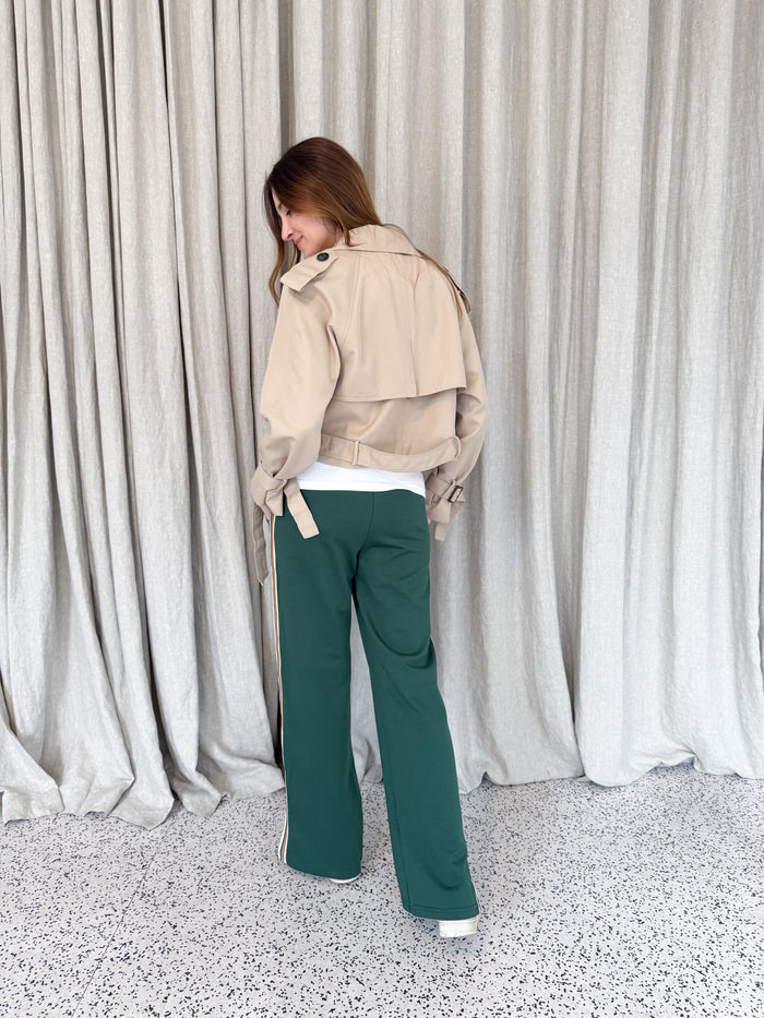 Green Track Pants Side Stripe