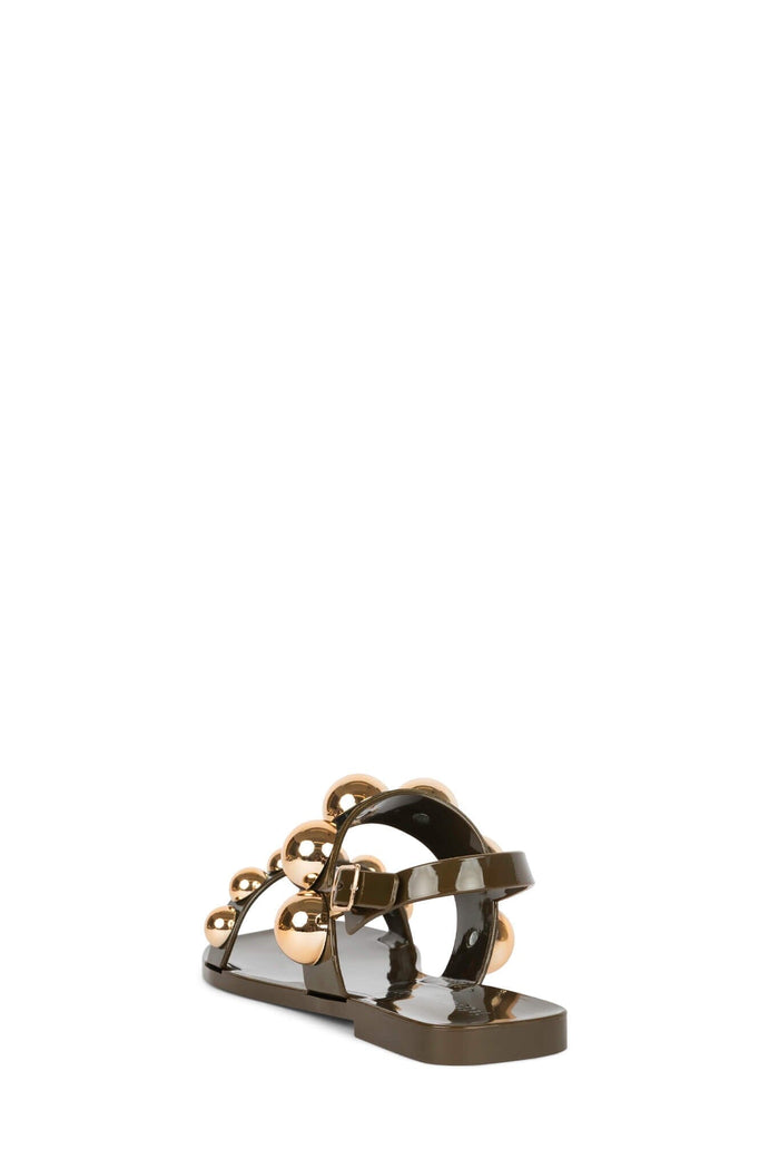 GUM-DROP Jeffrey Campbell Flat Sandal Khaki Gold