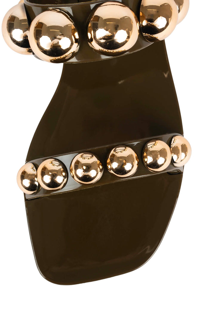 GUM-DROP Jeffrey Campbell Flat Sandal Khaki Gold
