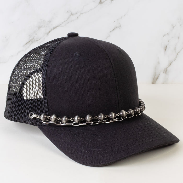 HA003 - Western Beaded Trucker Hat Chain - Silver