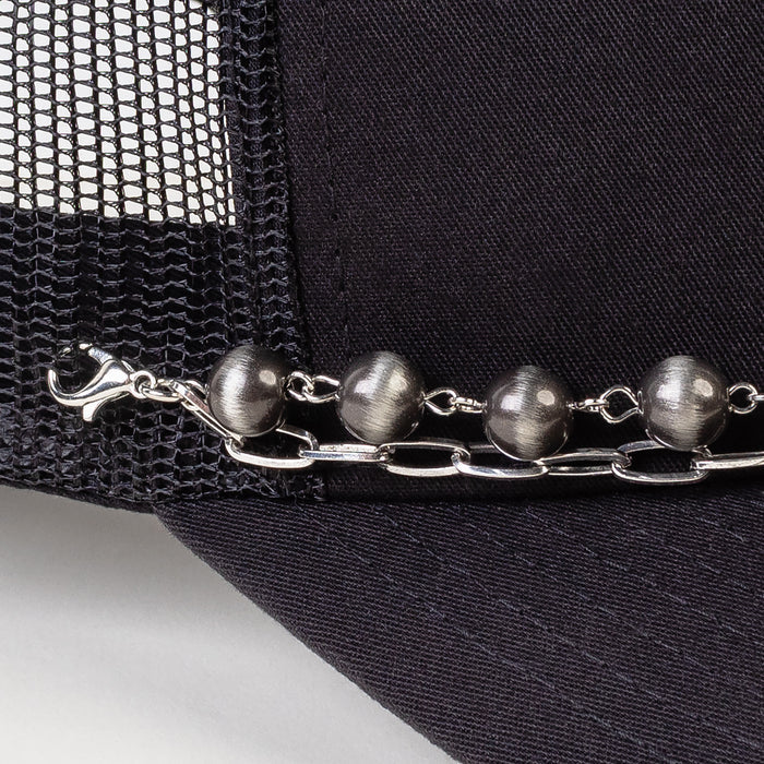 HA003 - Western Beaded Trucker Hat Chain - Silver