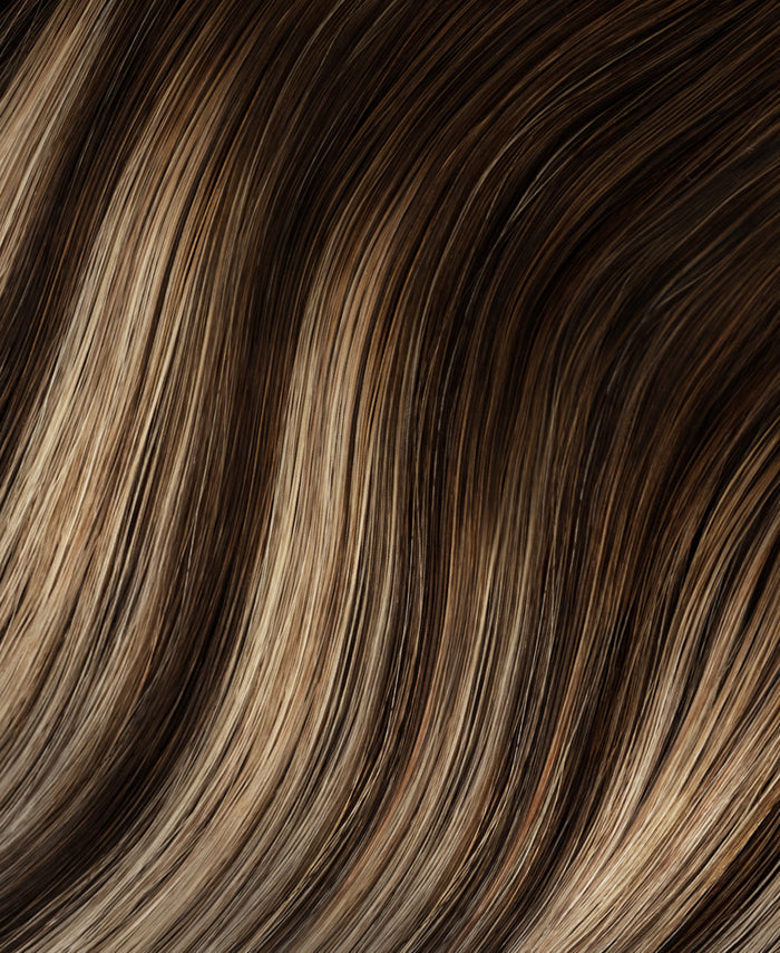 halo one-step hair extensions ash brown balayage.