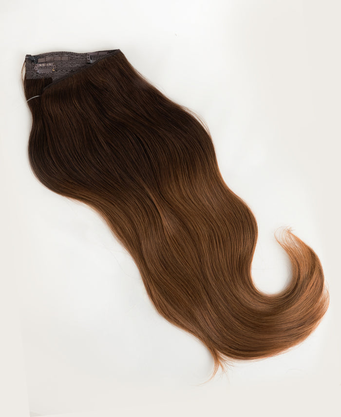 halo one-step hair extensions brown melt.