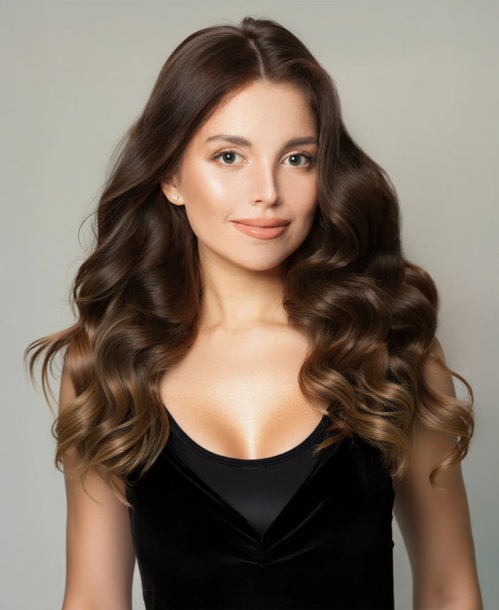 halo one-step hair extensions brown melt.