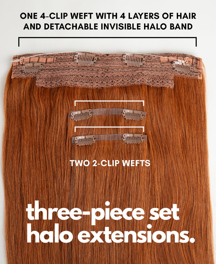 halo one-step hair extensions copper.