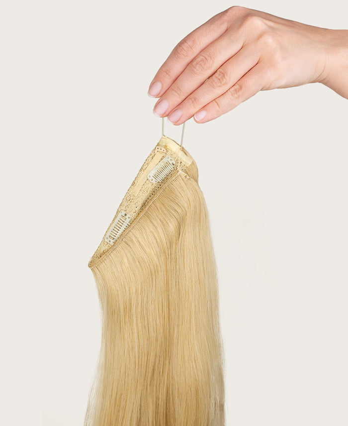 halo one-step hair extensions dirty blonde.