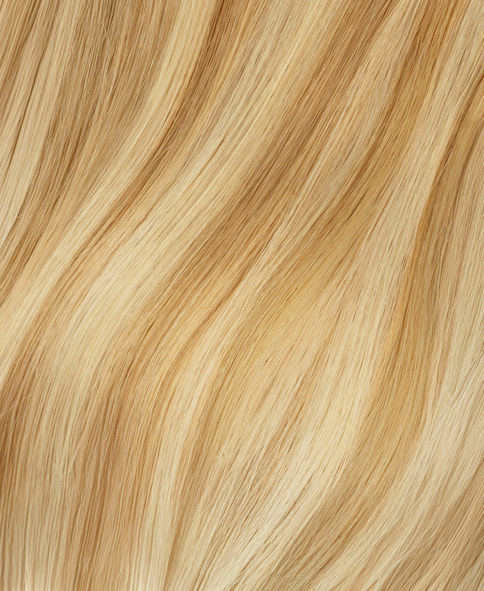 halo one-step hair extensions golden highlights.