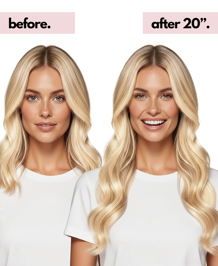 halo one-step hair extensions golden highlights.