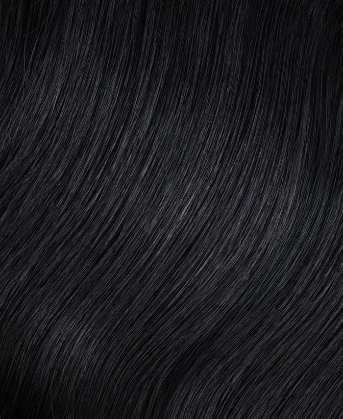 halo one-step hair extensions jet black.