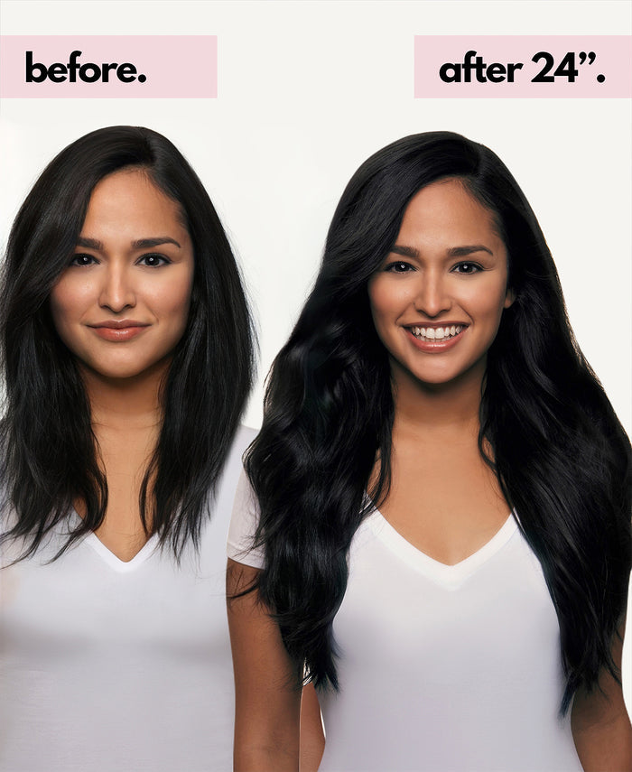 halo one-step hair extensions jet black.