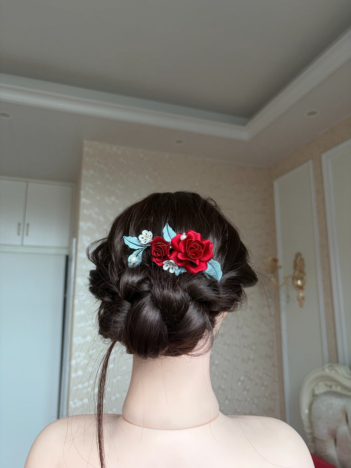 Handmade Chanhua rose hairpins in various colors-3