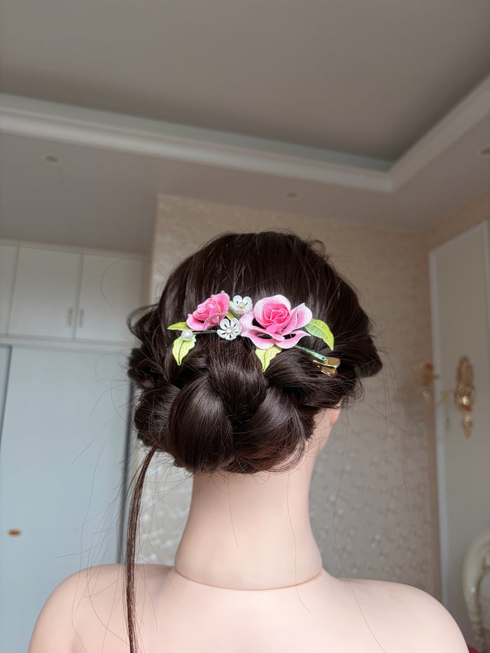Handmade Chanhua rose hairpins in various colors-4