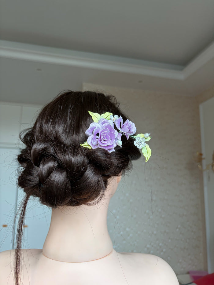 Handmade Chanhua rose hairpins in various colors-5