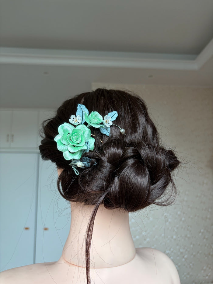 Handmade Chanhua rose hairpins in various colors-6
