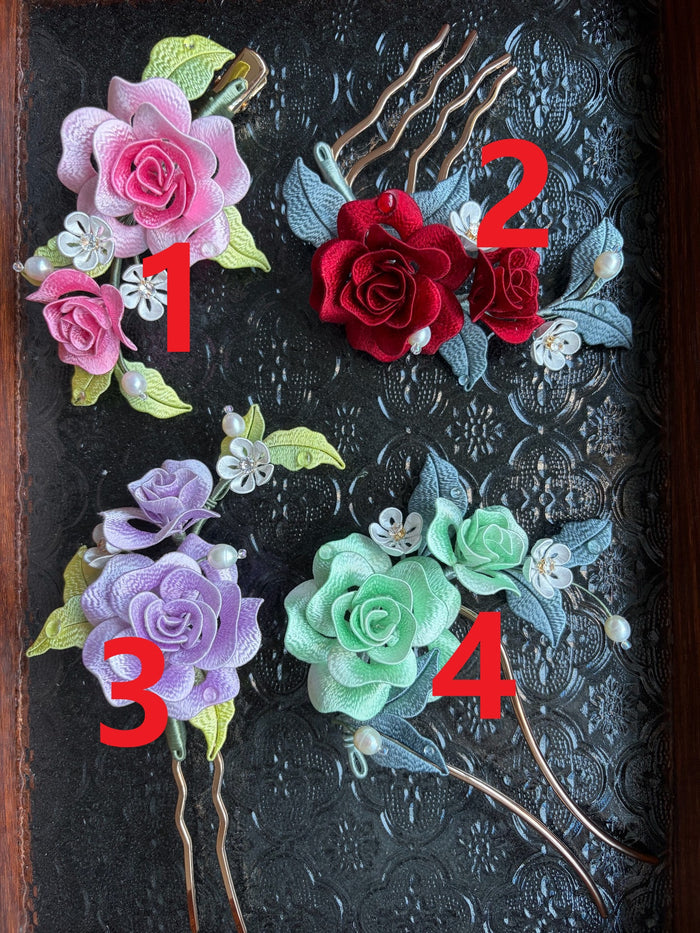 Handmade Chanhua Rose Hairpin Sets