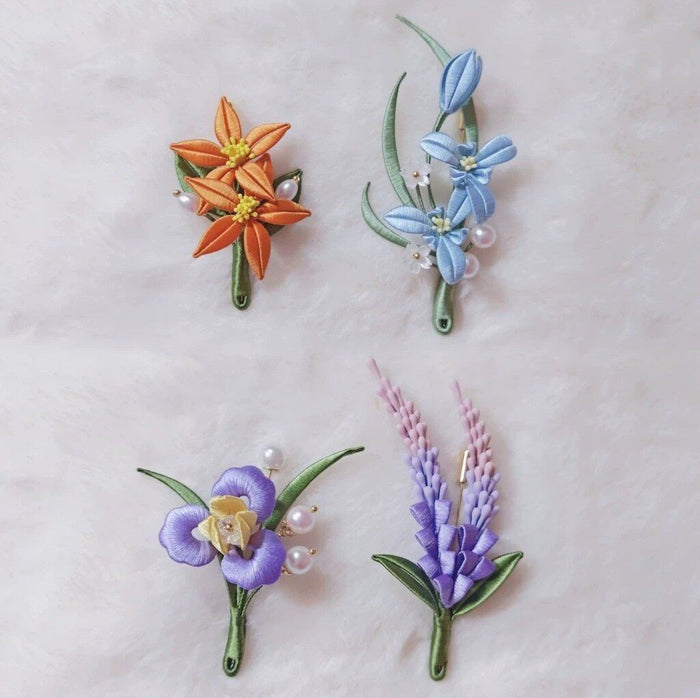 Handmade Chanhua Sage Brooch - Ombre Flower Brooch