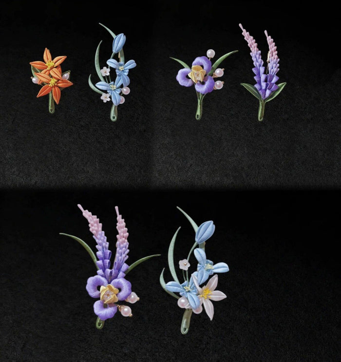 Handmade Chanhua Sage Brooch - Ombre Flower Brooch