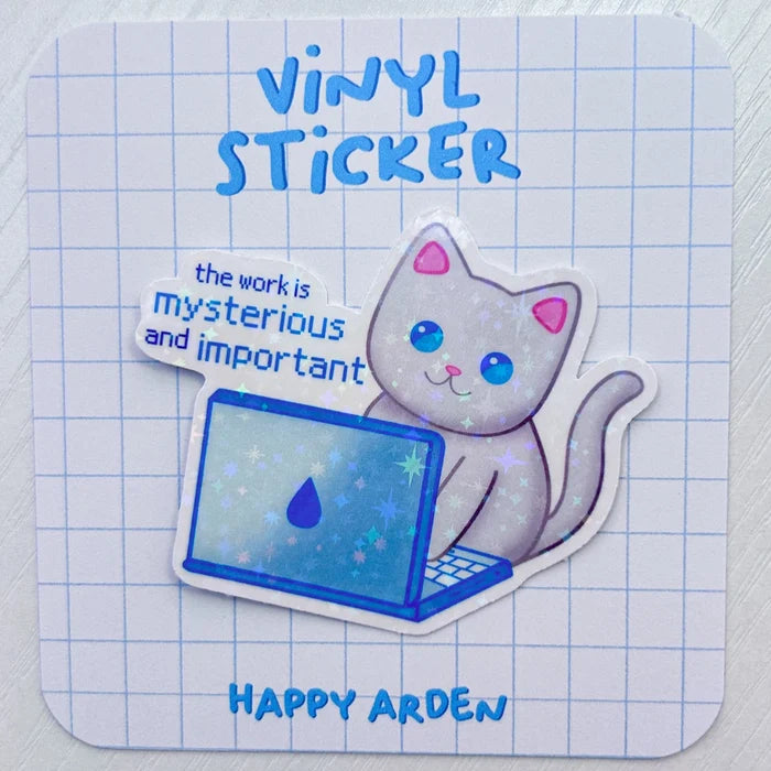 Happy Arden Corporate Cat Holographic Vinyl Sticker