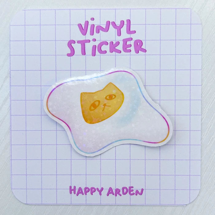 Happy Arden Kitty Egg Holographic Vinyl Sticker