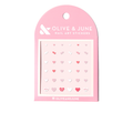Heart to Heart nail art stickers with assorted small heart designs in pink, white, and red by Olive and June