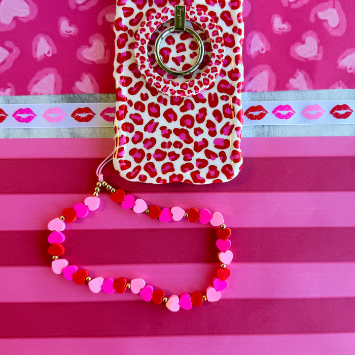 Heartbreaker Fancy Phone Charm â Heartbreaker Phone Charm - Pink & Red Heart Beaded Phone Wrist Strap Break hearts, not phones!