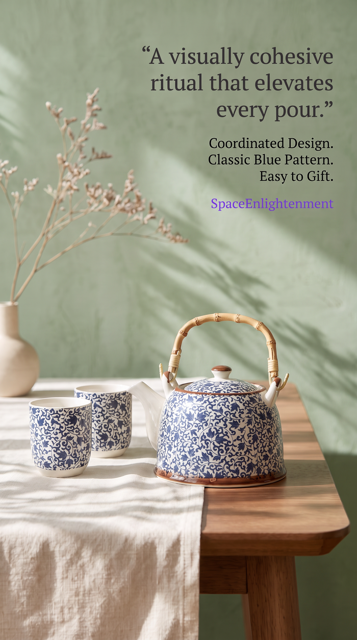 Herbal Teapot Set - Blue Pattern