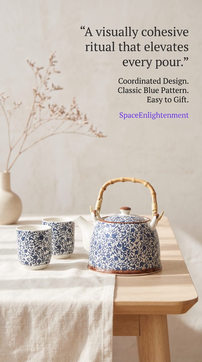Herbal Teapot Set - Blue Pattern