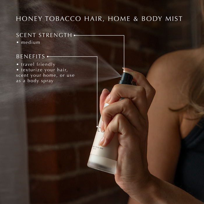 honey tobacco scented hair mist and perfume for body and home Canadian perfume