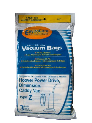 Hoover Allergy Vacuum Type Z Bags, Power Drive, Auto Drive, Constellation, Dimension, Dirt Finder, Generic Part 857