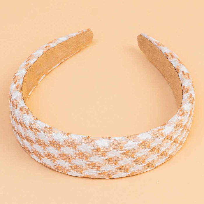 Houndstooth Puff Hair Band- Shades of Brown