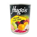 Hugo's Mixed Fruit Jam 450g jar with mixed fruit jam inside