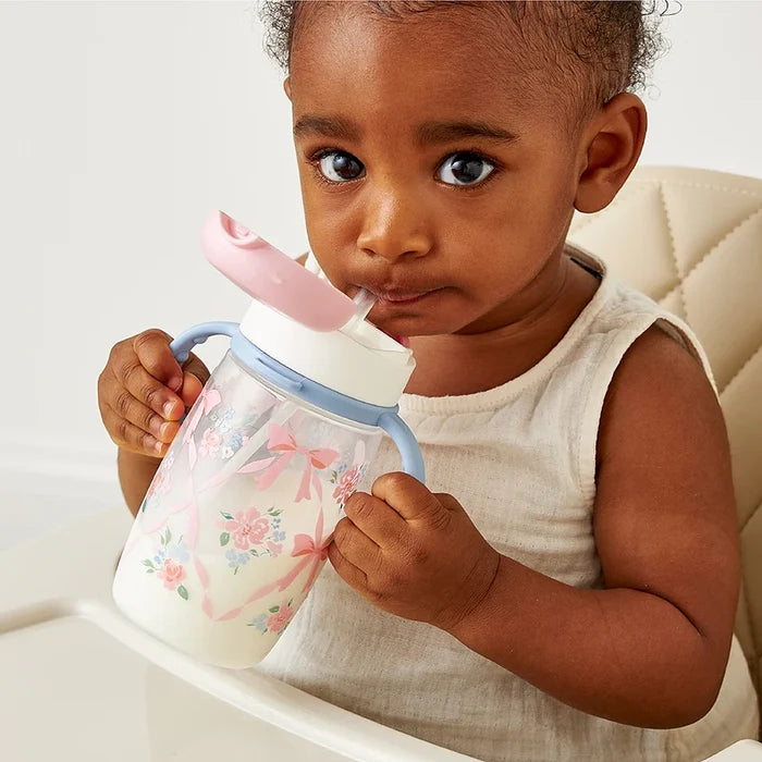 Itzy Sips Straw Cup w/ Ribbons & Roses