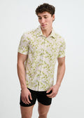 Ivy/White Printed Stretch Eyelet Knit Short Sleeve Shirt St-24077