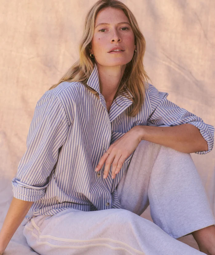 Jane Relaxed Shirt Cali Poplin Blue Stripe