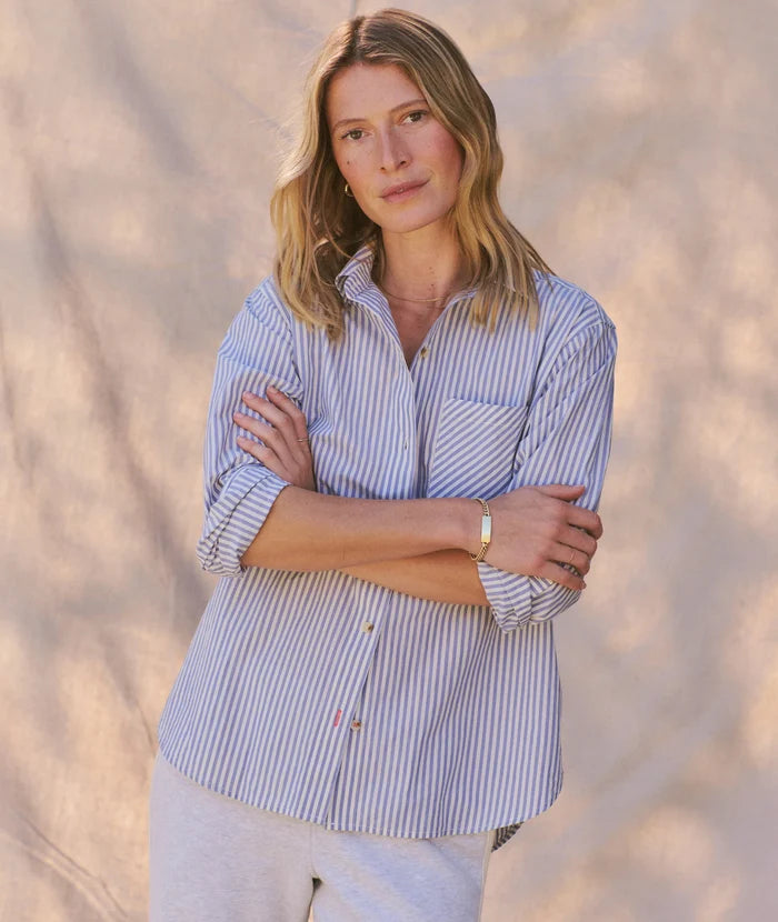 Jane Relaxed Shirt Cali Poplin Blue Stripe