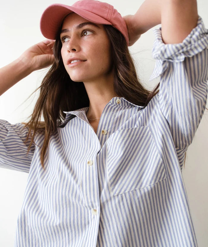 Jane Relaxed Shirt Cali Poplin Blue Stripe