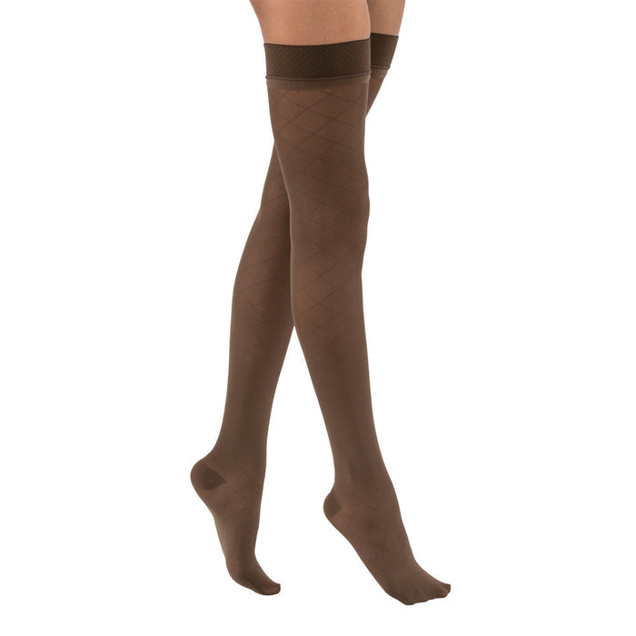 JOBST® UltraSheer Thigh High Diamond Pattern With Dot Silicone Top Band 15-20mmHg