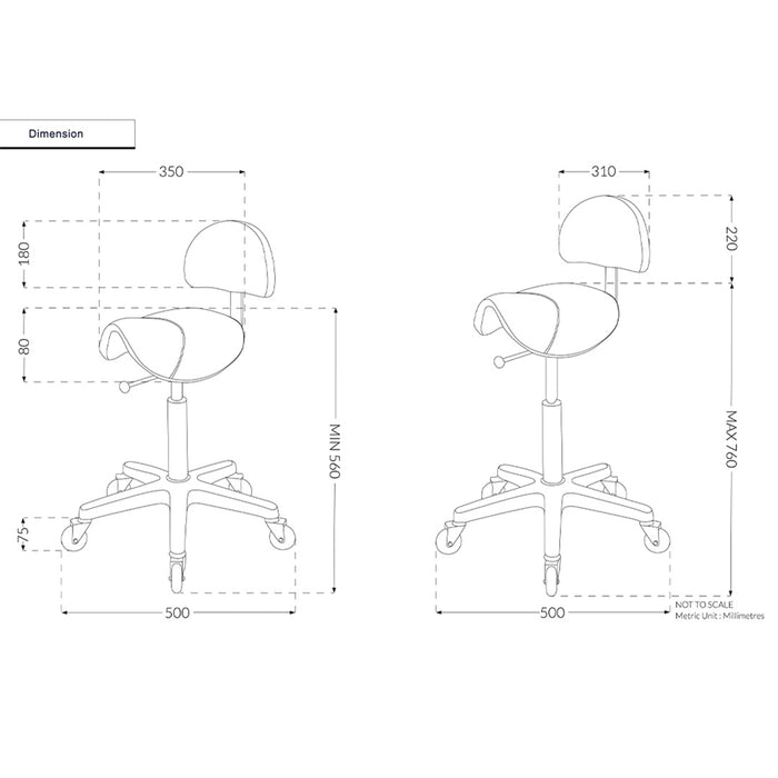 Joiken Saddle Stool - Black Base - White Upholstery
