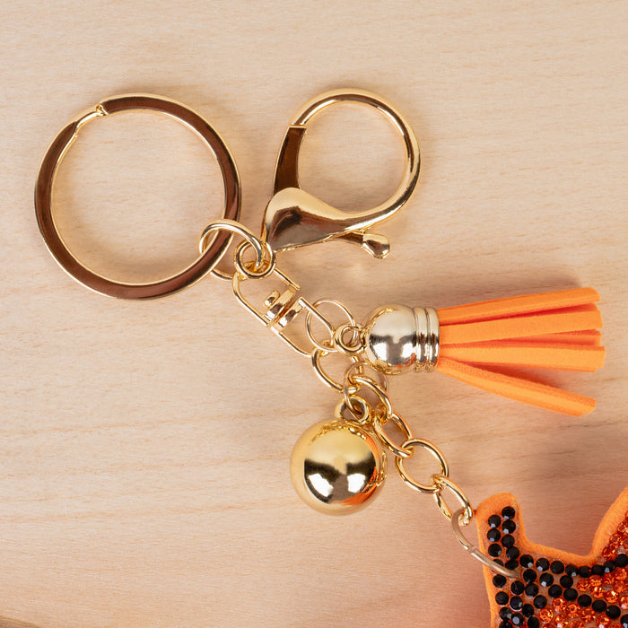 KC050 - Crystal Pumpkin Keychain - Orange