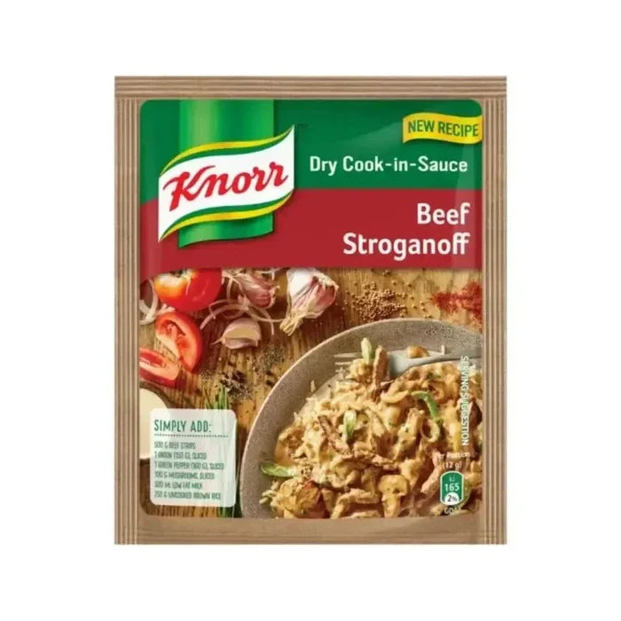 Knorr Cook in Sauce Beef Stroganoff 58g package with creamy beef sauce image