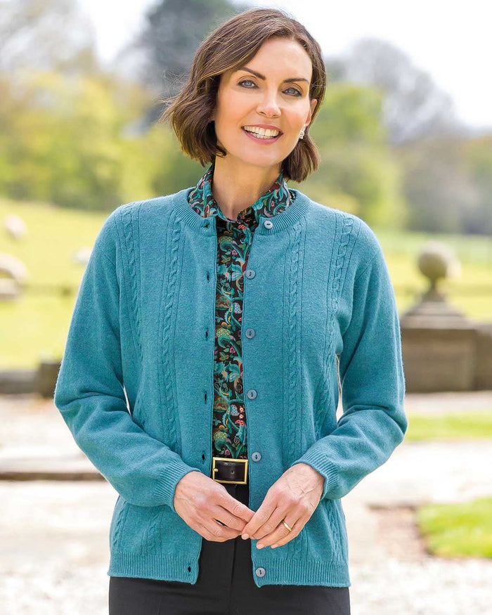 Lambswool Cable Cardigan - Nordic Blue - Country Collection