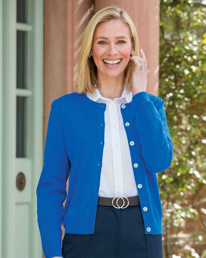 Merino Short Cardigan - Azure - Country Collection