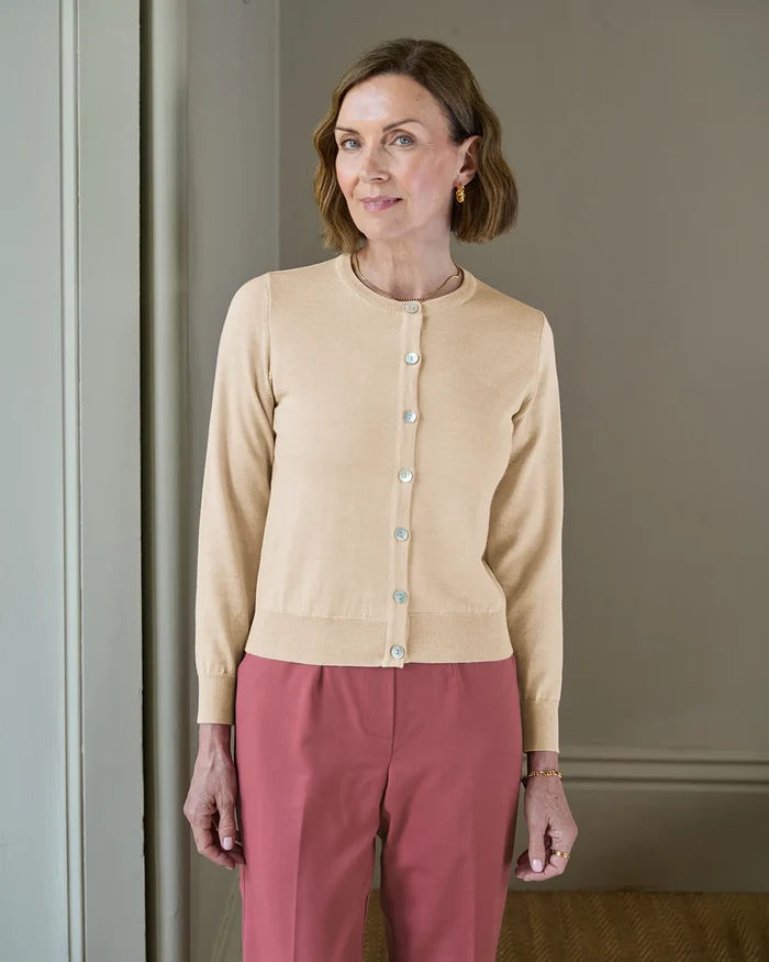 Ladies’ Pure Merino Wool Short Cardigan – Camel
