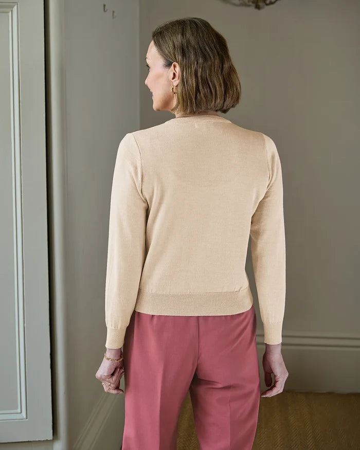 Ladies’ Pure Merino Wool Short Cardigan – Camel