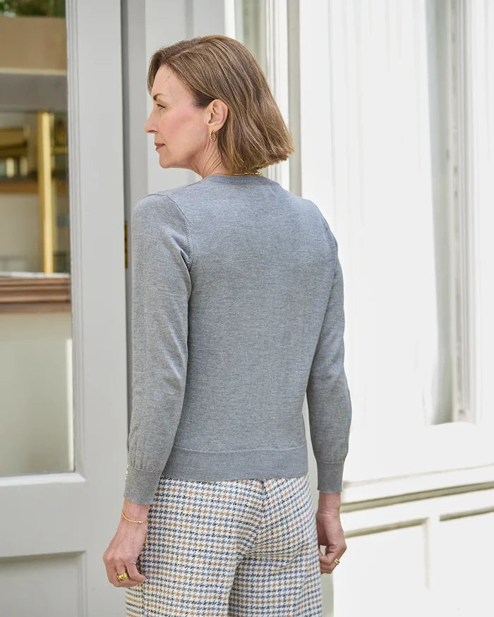 Ladies’ Pure Merino Wool Short Cardigan – Grey