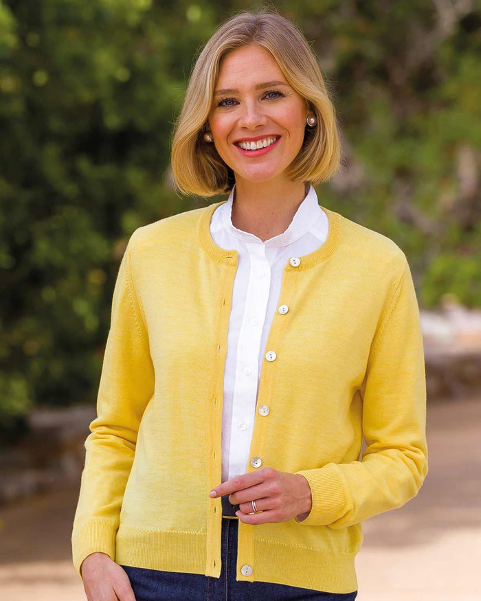 Merino Short Cardigan - Lemon - Country Collection