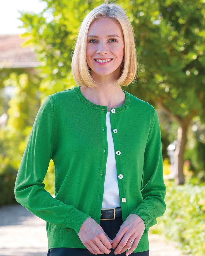 Merino Short Cardigan - Watercress - Country Collection